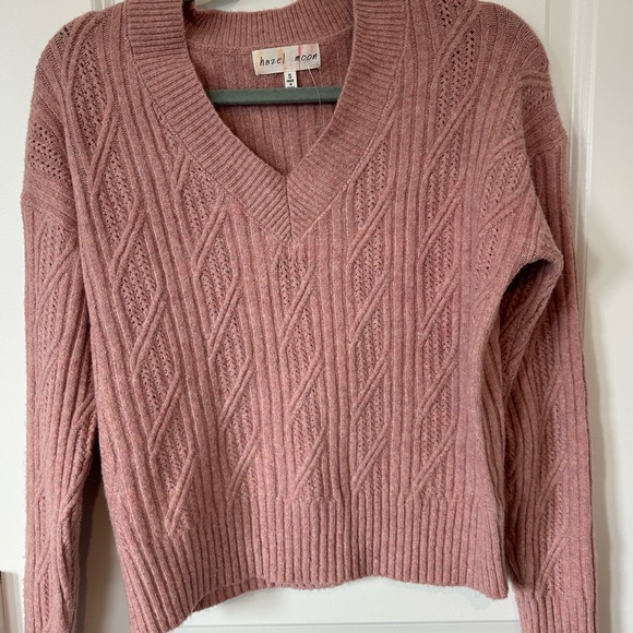 Hazel Moon Cozy Pink V-Neck Knit Sweater - Picture 1 of 3